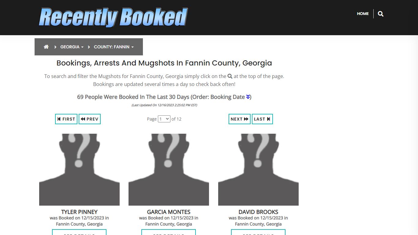 Recent bookings, Arrests, Mugshots in Fannin County, Georgia